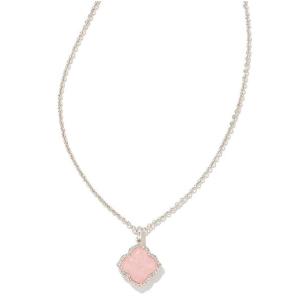 Kendra Scott Mallory Silver Pendant Healing Rose Quartz Necklace - Picture 1 of 12